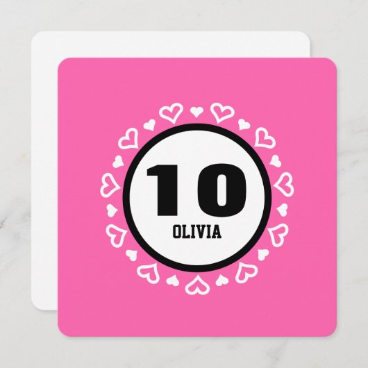 10e Verjaardag voor Haar HARTEN Lijst ROZE P29C Kaart (Voorkant / Achterkant)