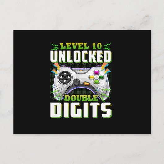10e verjaardag voor jongens dubbele cijfers videog briefkaart (Voorkant)