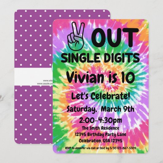 10e verjaardag Vrede uit cijfers Kaart (Voorkant / Achterkant)