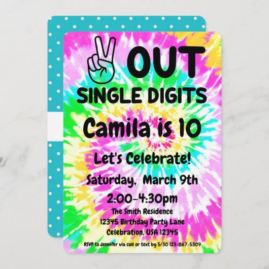 10e verjaardag Vrede uit cijfers Kaart (Voorkant / Achterkant)