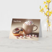 10e verjaardag warme cacao en donut kaart (Gele Bloem)