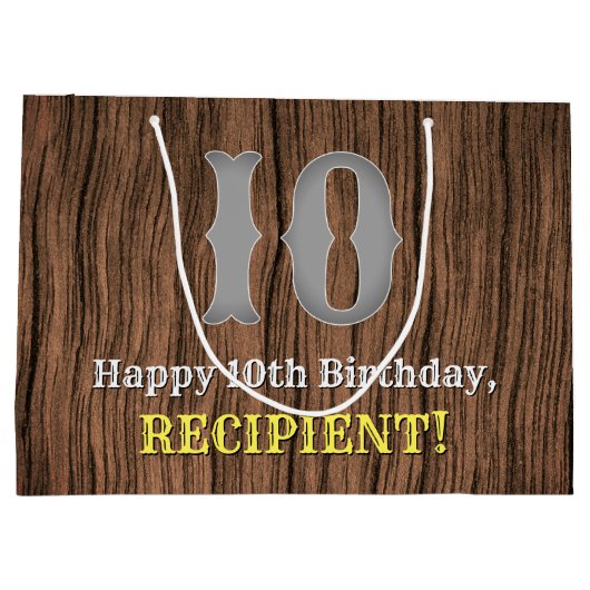 10e verjaardag: Westerne kijk op land, naam Groot Cadeauzakje (Achterkant)