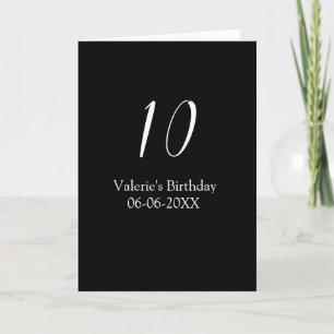 10e verjaardag wit zwart naam datum kalligrafie kaart