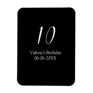 10e verjaardag wit zwart naam datum kalligrafie  magneet