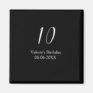 10e verjaardag wit zwart naam datum kalligrafie magneet