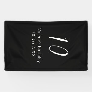 10e verjaardag wit zwart naam datum kalligrafie spandoek