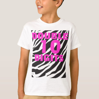 10e verjaardag - Zebra en hot-roze dubbelcijferige T-shirt