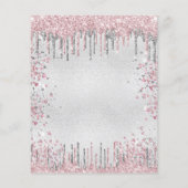 10e verjaardag zilveren roze glitter uitnodiging (Achterkant)