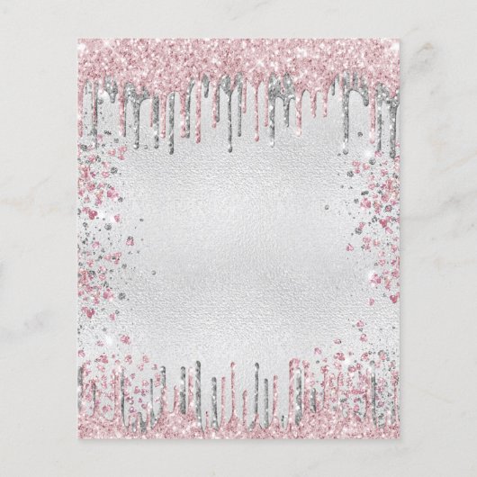 10e verjaardag zilveren roze glitter uitnodiging (Achterkant)