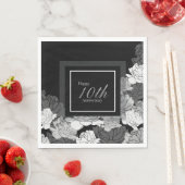 10e verjaardag zilveren, zwarte en witte luiers servet (Insitu)