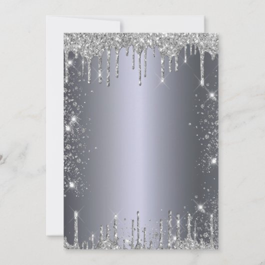 10e verjaardag zilvervormig glitterstof kaart (Achterkant)