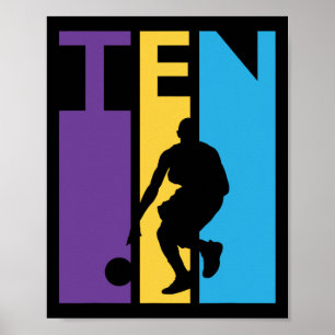 10e Verjaardagscadeau Tien Kleurrijke Basketbal 10 Poster