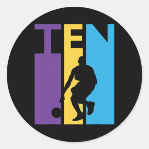 10e Verjaardagscadeau Tien Kleurrijke Basketbal 10 Ronde Sticker
