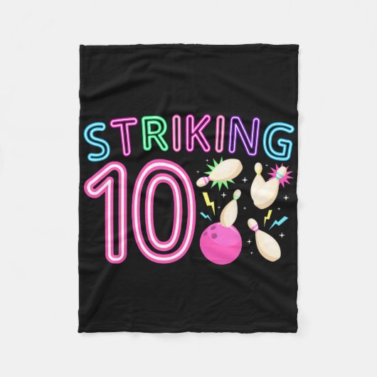 10e Verjaardagsfeest Bowling Girl 10 jaar oude Bow Fleece Deken (Voorkant)