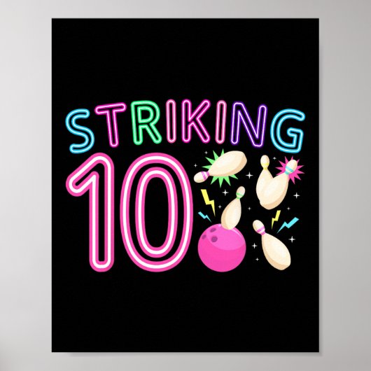 10e Verjaardagsfeest Bowling Girl 10 jaar oude Bow Poster (Voorkant)