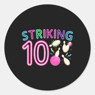 10e Verjaardagsfeest Bowling Girl 10 jaar oude Bow Ronde Sticker