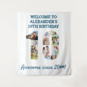 10e Verjaardagsfeest Foto Collage Achtergrond Wandkleed (Voorkant)