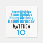 10e verjaardagsfeest gepersonaliseerde papieren se servetten (Voorkant)