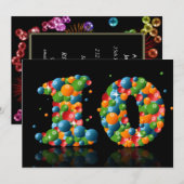 10e verjaardagsfeest, met bubbels en ballen kaart (Voorkant / Achterkant)