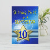 10e verjaardagsfeest Uitnodiging voor een Supersta (Staand voorkant)