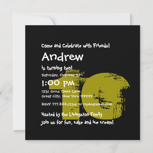 10e verjaardagsfeestje 10 jaar oud Grunge Z02B Kaart (Achterkant)