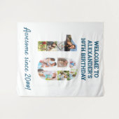 10e verjaardagsfeestje Foto Collage Achtergrond Wandkleed (Voorkant (horizontaal))