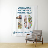 10e verjaardagsfeestje fotocollage achtergrond wandkleed (In situ)