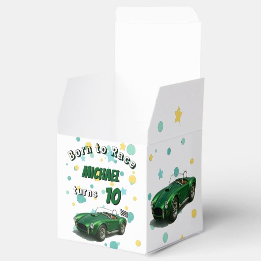 10e verjaardagsfeestje groene raceauto bedankdoosjes (Geopend)