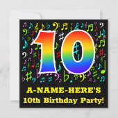 10e verjaardagsfeestje: Leuke muzieksymbolen, Rain Kaart (Voorkant)