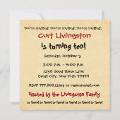 10e Verjaardagsfeestje Modern Rood en Zwart Kaart (Achterkant)