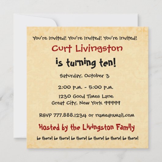 10e Verjaardagsfeestje Modern Rood en Zwart Kaart (Achterkant)