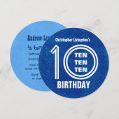 10e verjaardagsfeestje Modern Royal Blue V03 Kaart (Voorkant / Achterkant)