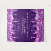 10e verjaardagsfeestje paarse roze glittersprinkel wandkleed (Voorkant (horizontaal))