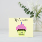 10e verjaardagsfeestje roze cupcake - aanpassen kaart (Staand voorkant)