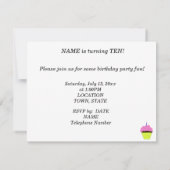 10e verjaardagsfeestje roze cupcake - aanpassen kaart (Achterkant)