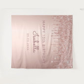 10e verjaardagsfeestje roze gouden glinsterende dr wandkleed (Voorkant (horizontaal))