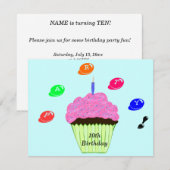 10e verjaardagsfeestje Snoep Bits Cupcake Invitati Kaart (Voorkant / Achterkant)