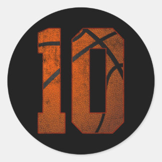 10e verjaardagsfeestje tien 10 jaar oud basketbal  ronde sticker