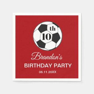 10e verjaardagsfeestje voetbal rood jongens sport servet