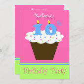 10e Verjaardagsfeestuitnodiging 10 kaarsen Kaart (Voorkant / Achterkant)