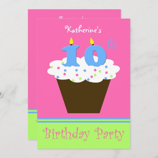 10e Verjaardagsfeestuitnodiging 10 kaarsen Kaart (Voorkant / Achterkant)