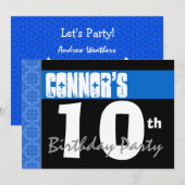 10e verjaardagspartij Moderne Helder Blauwe Sterre Kaart (Voorkant / Achterkant)