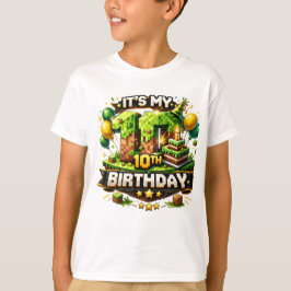 10e verjaardagsshirt – Pixel Block verjaardagsontw T-shirt