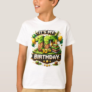 10e verjaardagsshirt – Pixel Block verjaardagsontw T-shirt