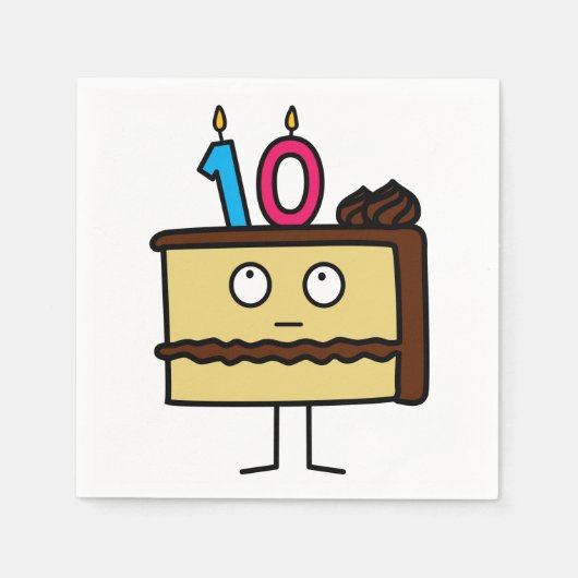 10e Verjaardagstaart met kaarsen Servetten (Voorkant)