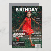 10e verjaardagsuitnodiging voor haar Magazine Hoes Kaart (Voorkant / Achterkant)