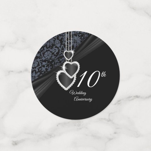 10e zwart onyx-Jubileum ontwerp Confetti (Kleine voorkant)