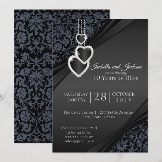 10e zwart onyx-Jubileum ontwerp Kaart (Voorkant / Achterkant)