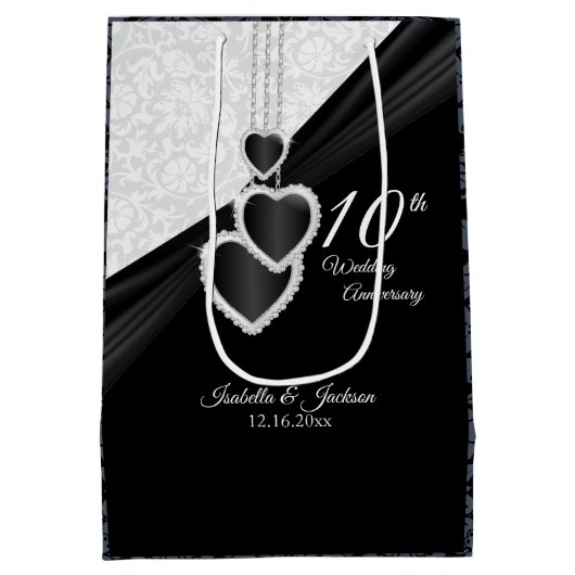 10e zwart-wit Jubileum - Middelgroot Medium Cadeauzakje (Achterkant)