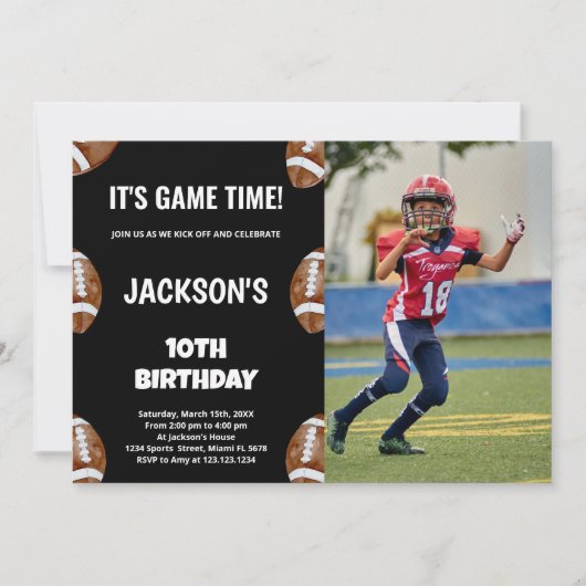 10e zwarte Football, geboortedag, foto Kaart (Voorkant)